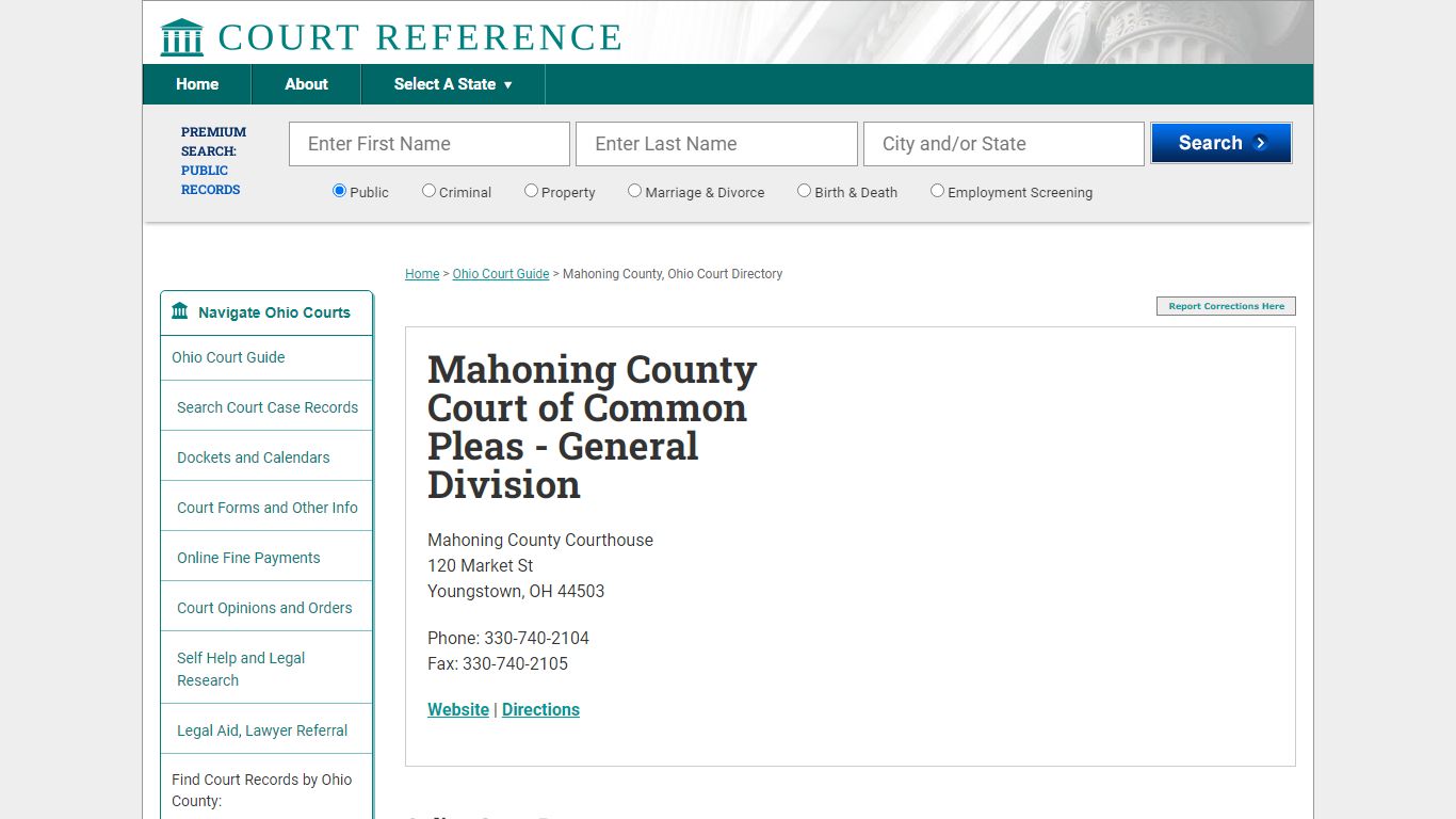 Mahoning County Court of Common Pleas - General Division